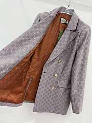 Fortok Gucci 23 Gray Pink GG Jacquard Blazer - 5