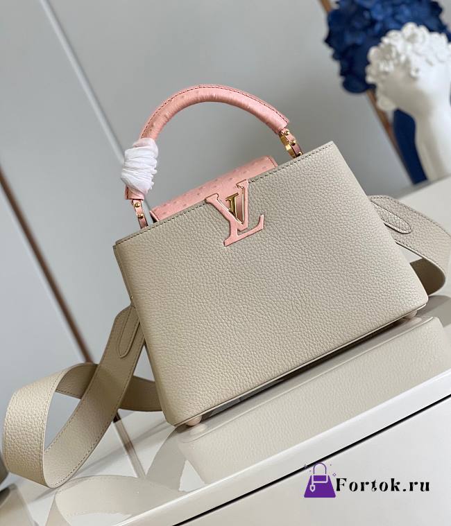 Fortok Louis Vuitton Capucines BB Bag Powder Pink/Beige 27x18x9cm  - 1