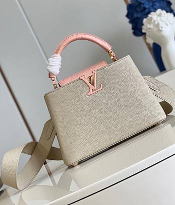 Fortok Louis Vuitton Capucines BB Bag Powder Pink/Beige 27x18x9cm 