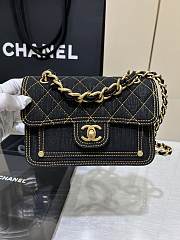 Fortok Chanel 23A Denim Shoulder Bag Black 19x13x5cm - 1