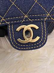Fortok Chanel 23A Denim Shoulder Bag Blue 19x13x5cm - 4