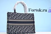 Fortok Dior Book Tote Bag Obique Embroidery Blue 36.5cm - 2