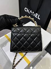 Fortok Chanel 23B Metal Pearl Wrist Bag Black 14.5x12x6cm - 4