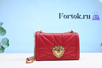 Fortok Dolice & Gabana Red Devotion Leather Shoulder Bag 26cm