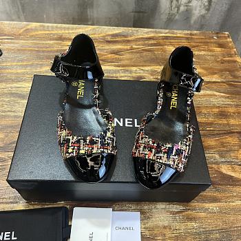 Fortok Chanel Mary Janes Wool and Cotton Tweed & Patent Calfskin Multicolor & Black