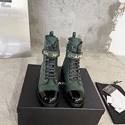 Fortok Chanel Military Boots Patent Calfskin And Lambskin Green - 1