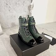 Fortok Chanel Military Boots Patent Calfskin And Lambskin Green - 6