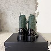 Fortok Chanel Military Boots Patent Calfskin And Lambskin Green - 5
