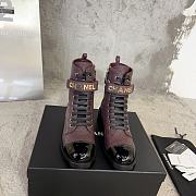Fortok Chanel Military Boots Patent Calfskin And Lambskin Red Wine - 1