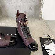 Fortok Chanel Military Boots Patent Calfskin And Lambskin Red Wine - 5