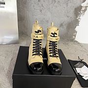 Fortok Chanel Military Boots Patent Calfskin And Lambskin Beige - 1