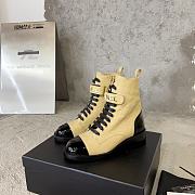 Fortok Chanel Military Boots Patent Calfskin And Lambskin Beige - 3