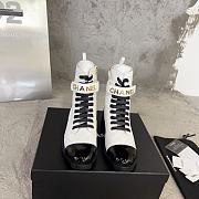 Fortok Chanel Military Boots Patent Calfskin And Lambskin White - 1