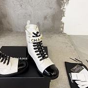 Fortok Chanel Military Boots Patent Calfskin And Lambskin White - 5