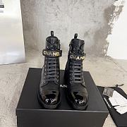 Fortok Chanel Military Boots Patent Calfskin And Lambskin Black - 1