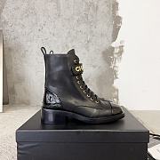 Fortok Chanel Military Boots Patent Calfskin And Lambskin Black - 5