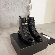 Fortok Chanel Military Boots Patent Calfskin And Lambskin Black - 6