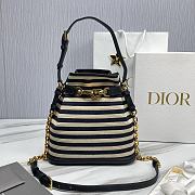 Fortok Dior C'est Bag Natural and Denim Blue Marinière Raffia 24x10x24.5cm - 1