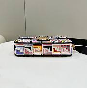 Fortok Fendi Multicolor Hand-painted Embroidery FF Logo Baguette Bag 28x6x15cm - 6