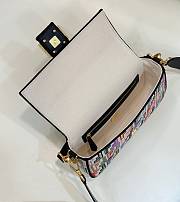 Fortok Fendi Multicolor Hand-painted Embroidery FF Logo Baguette Bag 28x6x15cm - 5