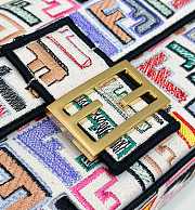 Fortok Fendi Multicolor Hand-painted Embroidery FF Logo Baguette Bag 28x6x15cm - 2