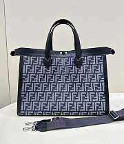 Fortok Fendi Peekaboo ISeeU Forty8 Blue FF Fabric Bag 42.5x20x32.5cm - 4