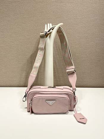 Fortok Prada Nappa Antique Multi-Pocket Shoulder Bag Pink 22x10.5x7cm