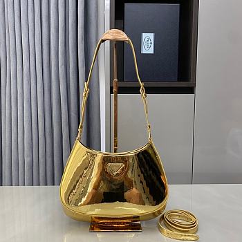 Fortok Prada Logo-embellished Metallic Shoulder Bag 22x18.5x4.5cm