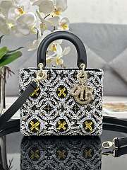 Fortok Dior Lady Five Grid Embroidered Beads Bag 24cm - 1