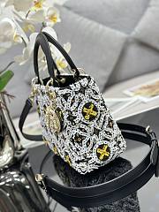 Fortok Dior Lady Five Grid Embroidered Beads Bag 24cm - 6