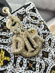 Fortok Dior Lady Five Grid Embroidered Beads Bag 24cm - 3