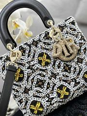 Fortok Dior Lady Five Grid Embroidered Beads Bag 24cm - 2