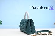 Fortok Chanel Coco Grained Leather Bag Green 25cm - 3
