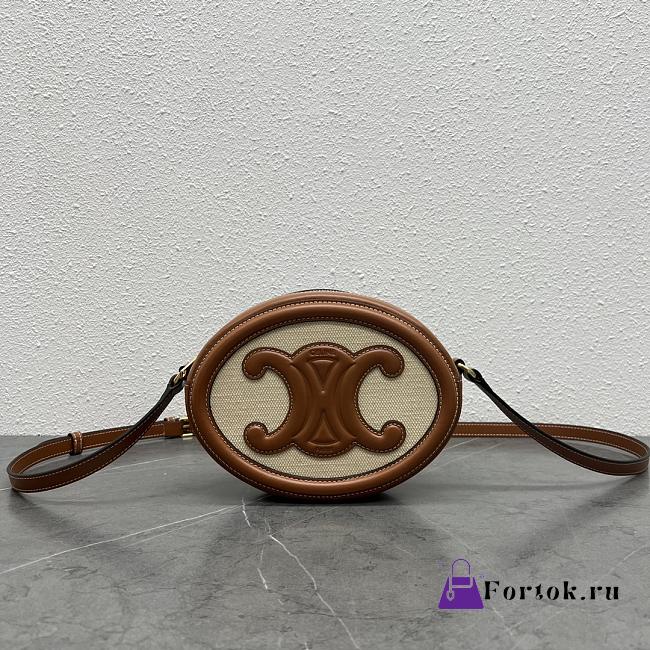Fortok Celine Oval Bag Cuir Triomphe in Textile and Calfskin Tan - 1