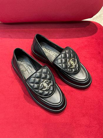 Fortok Chanel Lambskin Quilted CC Turnlock Loafers Black