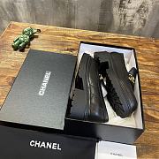 Fortok Chanel Crinkled Calfskin CC Chain Mocassin Loafers Black  - 2
