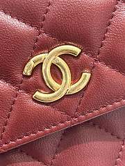 Fortok Chanel 23B Metal Pearl Wrist Bag Burgundy 14.5x12x6cm - 5