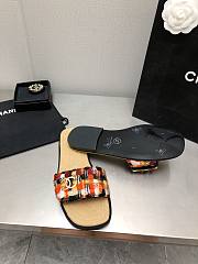 Fortok Chanel Mules Wool Tweed & Metal Orange & Multicolour - 4