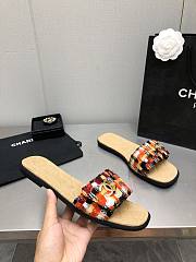 Fortok Chanel Mules Wool Tweed & Metal Orange & Multicolour - 5