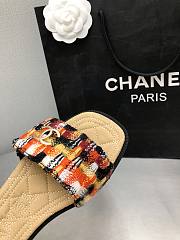 Fortok Chanel Mules Wool Tweed & Metal Orange & Multicolour - 2