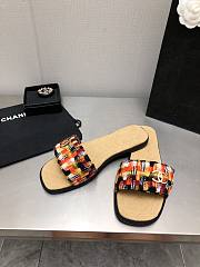 Fortok Chanel Mules Wool Tweed & Metal Orange & Multicolour - 3