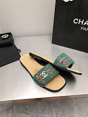 Fortok Chanel Mules Wool Tweed & Metal Green & Multicolour - 6