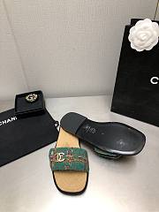 Fortok Chanel Mules Wool Tweed & Metal Green & Multicolour - 3