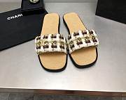 Fortok Chanel Mules Wool Tweed & Metal Brown & Multicolour - 1