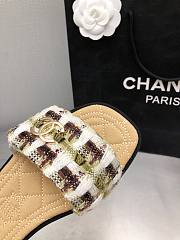 Fortok Chanel Mules Wool Tweed & Metal Brown & Multicolour - 6