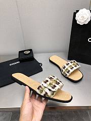 Fortok Chanel Mules Wool Tweed & Metal Brown & Multicolour - 5