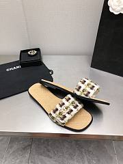 Fortok Chanel Mules Wool Tweed & Metal Brown & Multicolour - 3