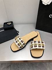 Fortok Chanel Mules Wool Tweed & Metal Brown & Multicolour - 2