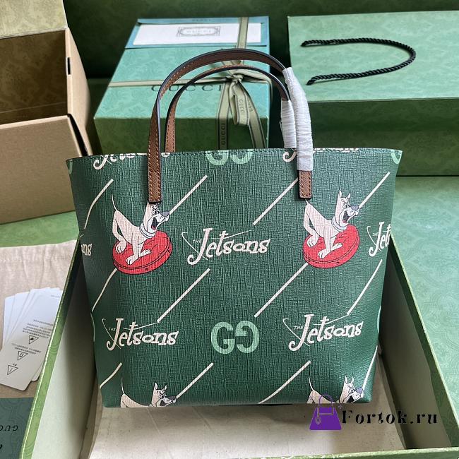 Fortok Gucci Kids Jetsons Print Shopping Bag Green 21x20x10cm - 1