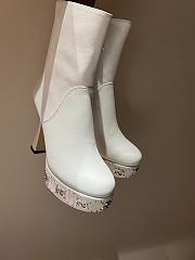 Fortok Gucci Logo-sole 75 Leather Platform Boots White - 6